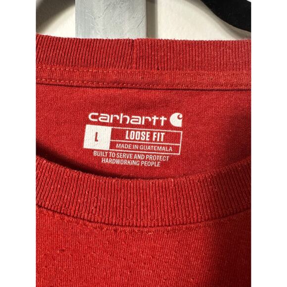 CARHARTT LOOSE FIT POCKET T-SHIRT ORANGE MENS L Cotton Poly Short Sleeve B20 - Picture 3 of 6